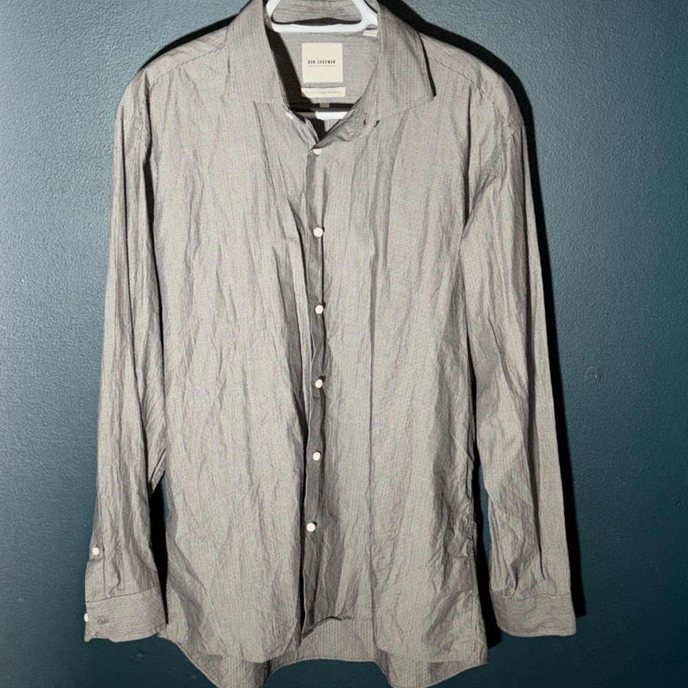 Ben Sherman Men’s Grey Crisscross Dress Shirt Size 17